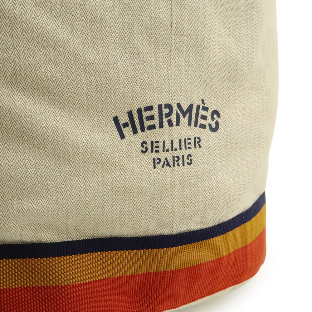 HERMES Cavalier Shoulder Bag, Body Canvas, Natural, Orange, Yellow, Navy - Picture 9 of 9